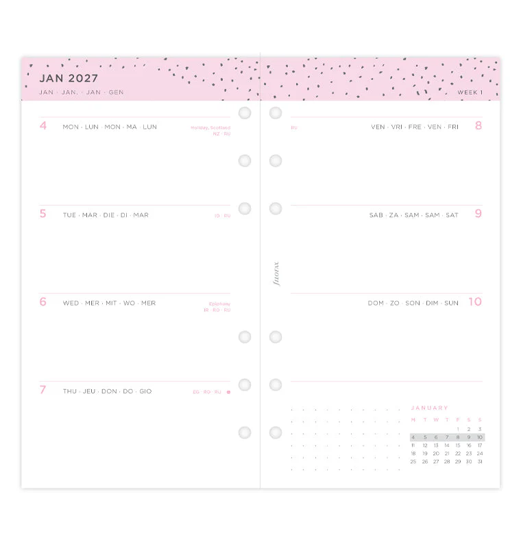 Confetti Week to View Diary - Personal 2027 Multilanguage - Image 4
