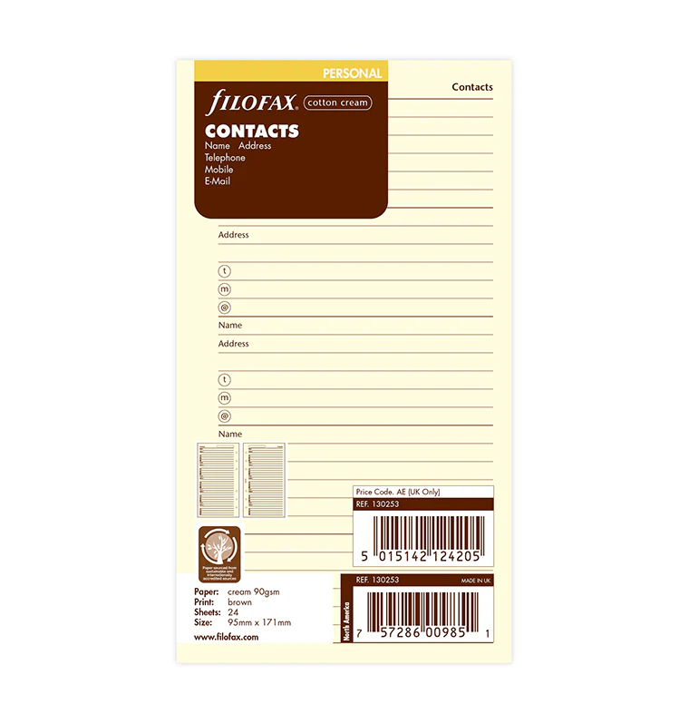 Cotton Cream Contacts Refill - Personal