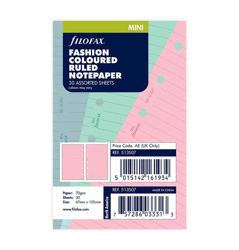 Fashion Colored Ruled Notepaper Refill - Mini