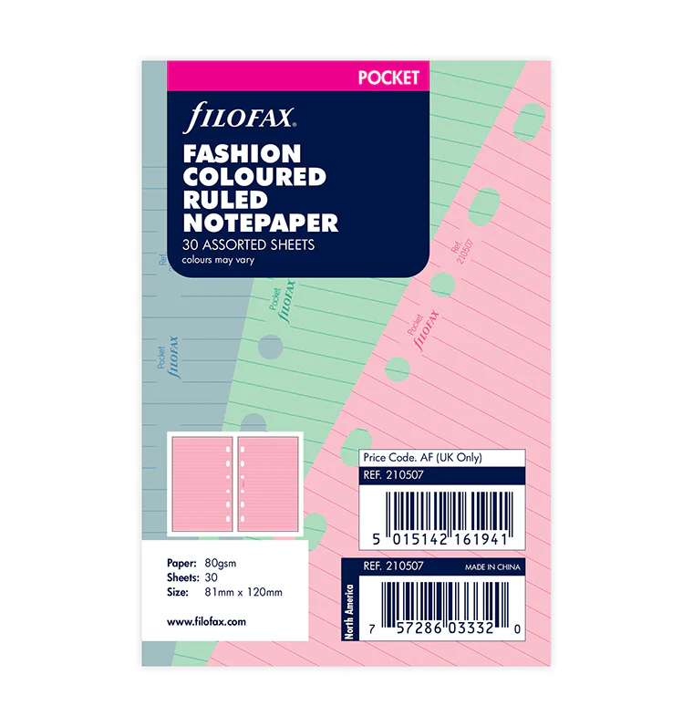 Fashion Colored Ruled Notepaper Refill - Pocket