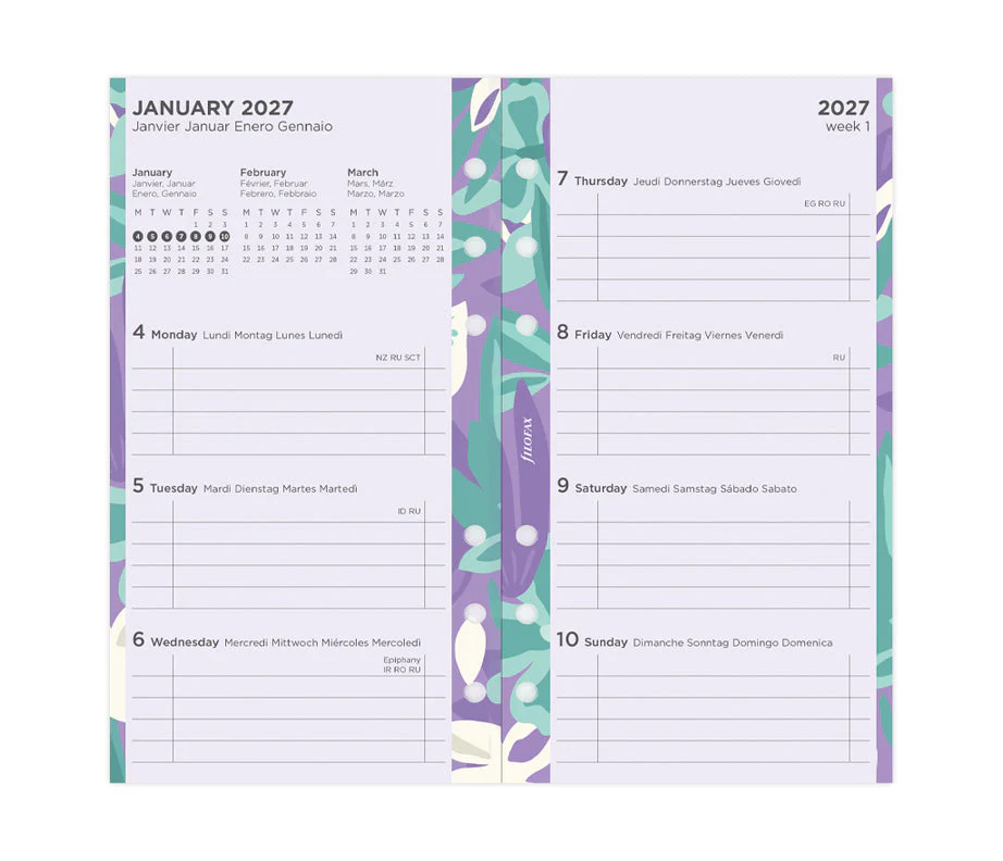 Floral Illustrated Diary Refill Pack - Personal 2027 Multilanguage - Image 4