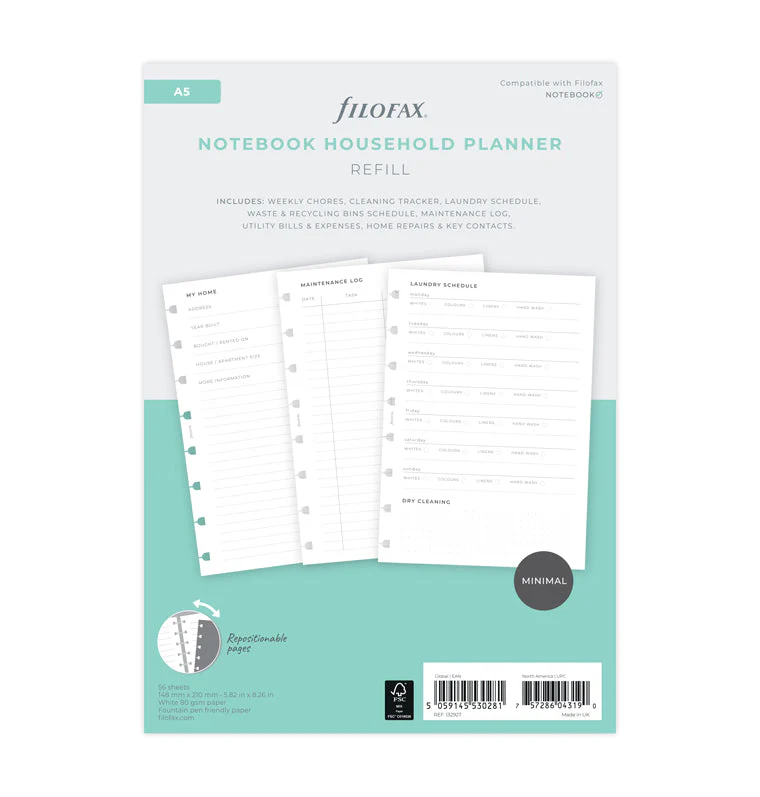 Household Planner Notebook Refill - A5