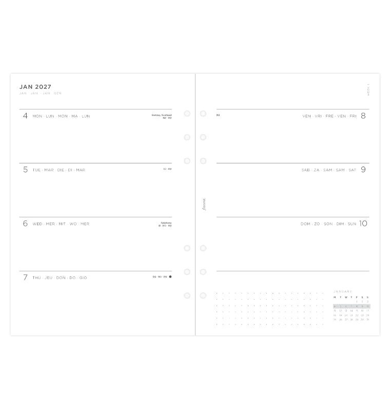 Minimal Week On Two Pages Diary - A5 2027 Multilanguage - Image 4
