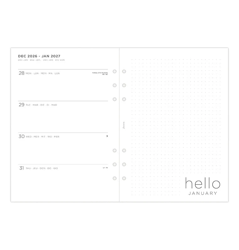 Minimal Week On Two Pages Diary - A5 2027 Multilanguage - Image 6