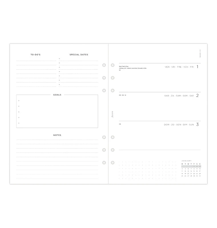 Minimal Week On Two Pages Diary - A5 2027 Multilanguage - Image 7