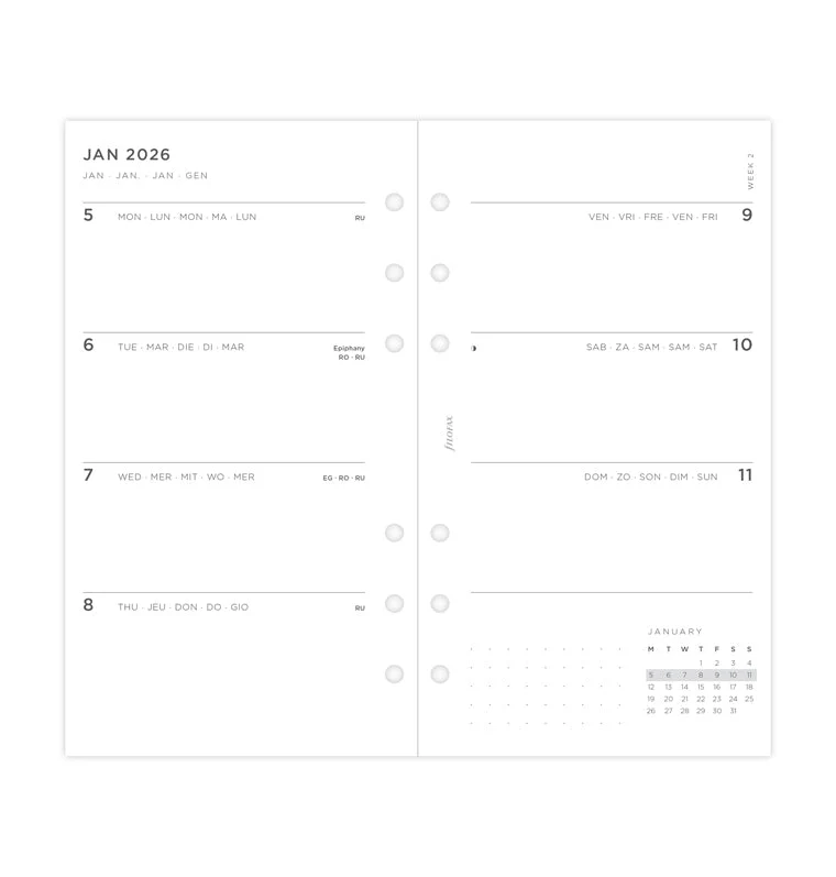Minimal Week On Two Pages Diary - Personal 2026 Multilanguage - Image 4