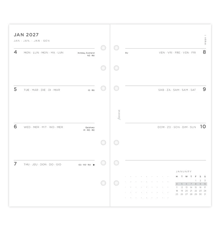 Minimal Week On Two Pages Diary - Personal 2027 Multilanguage - Image 4