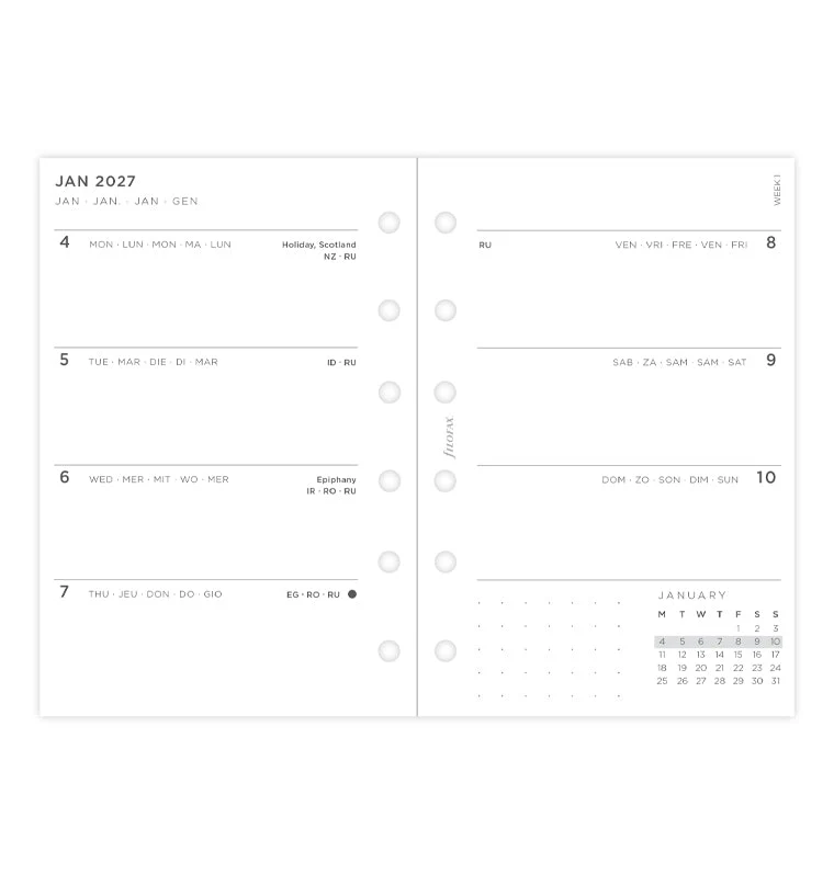 Minimal Week On Two Pages Diary - Pocket 2027 Multilanguage - Image 4