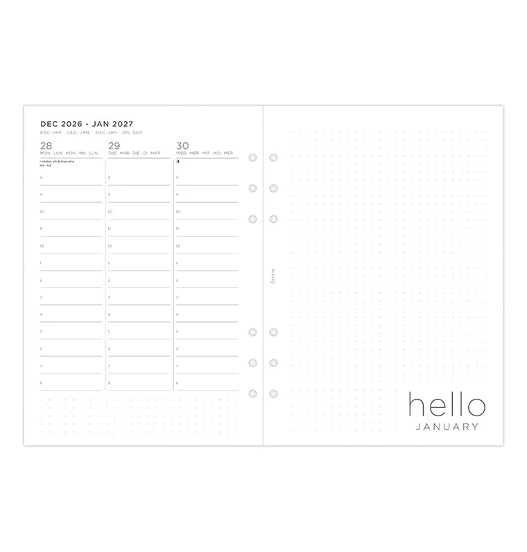 Minimal Week On Two Pages Vertical Diary - A5 2027 Multilanguage - Image 6