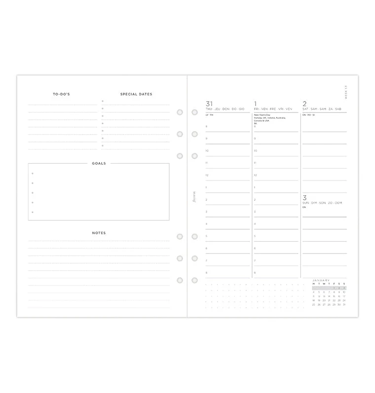 Minimal Week On Two Pages Vertical Diary - A5 2027 Multilanguage - Image 7