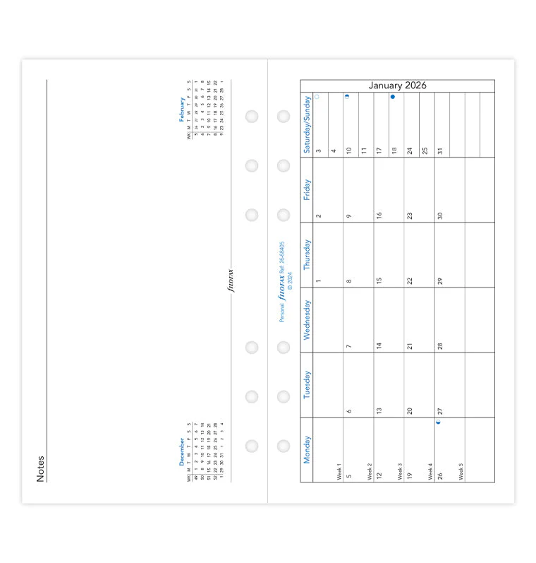 Month On One Page Diary with Notes - Personal 2026 English - Image 4
