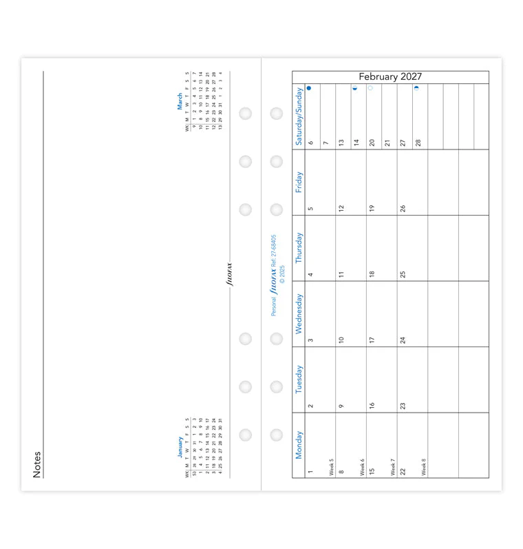 Month On One Page Diary with Notes - Personal 2027 English - Image 4