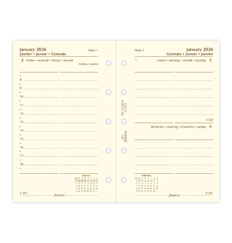 One Day On A Page Diary With Appointments - Mini Cotton Cream 2026 Multilanguage - Image 4