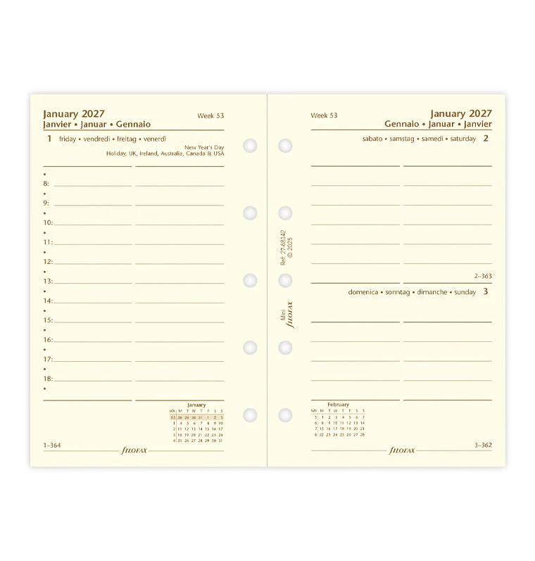 One Day On A Page Diary With Appointments - Mini Cotton Cream 2027 Multilanguage - Image 4