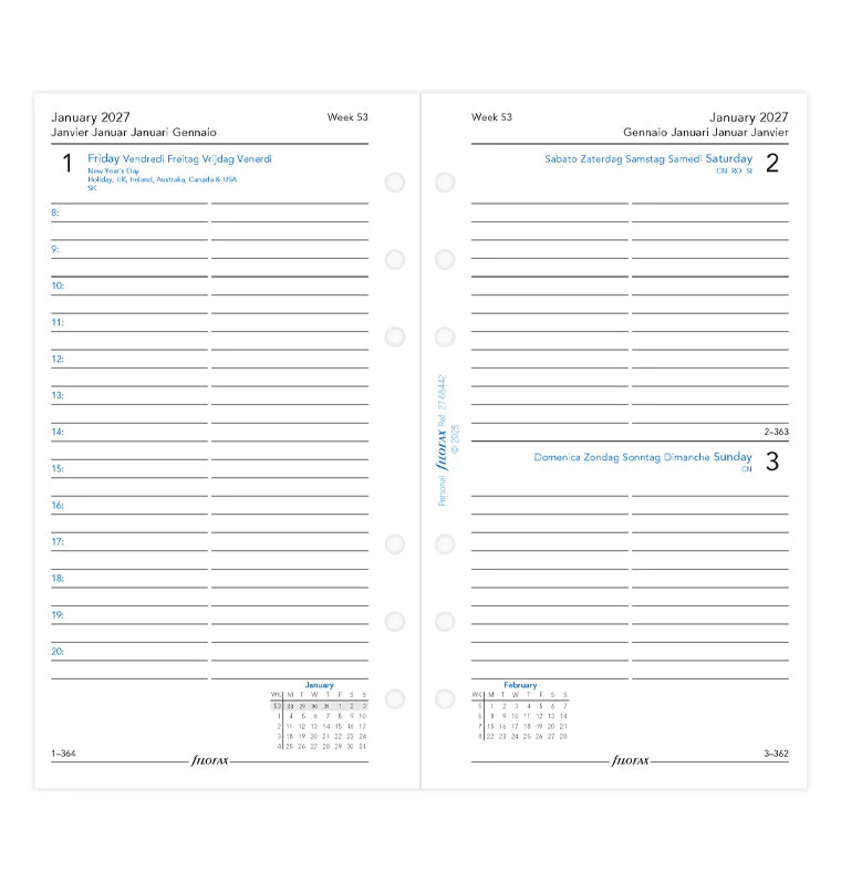 One Day On A Page Diary With Appointments - Personal 2027 Multilanguage - Image 4