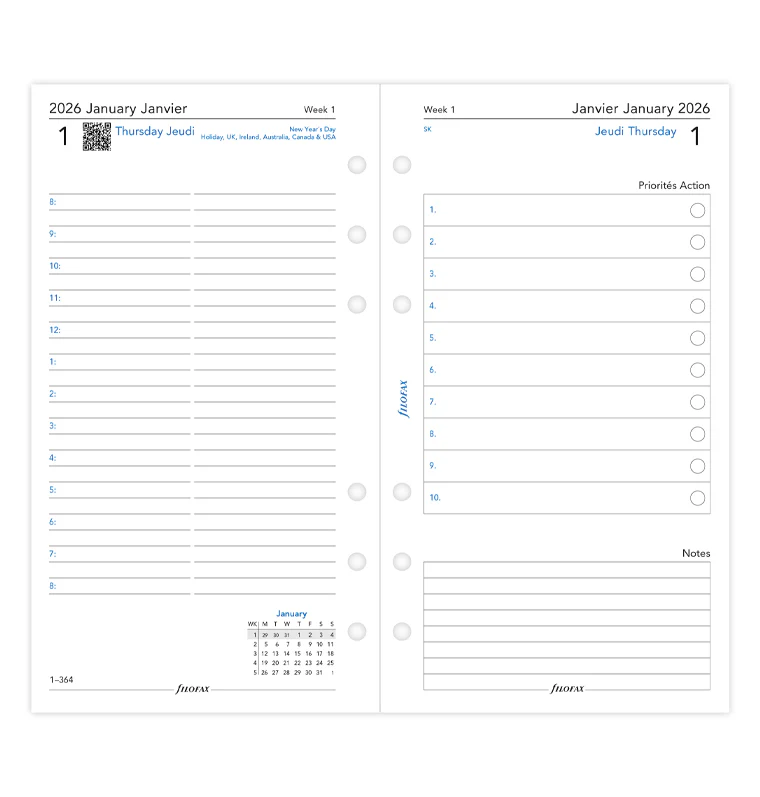 One Day on Two Pages Diary - Personal 2026 English/French - Image 4