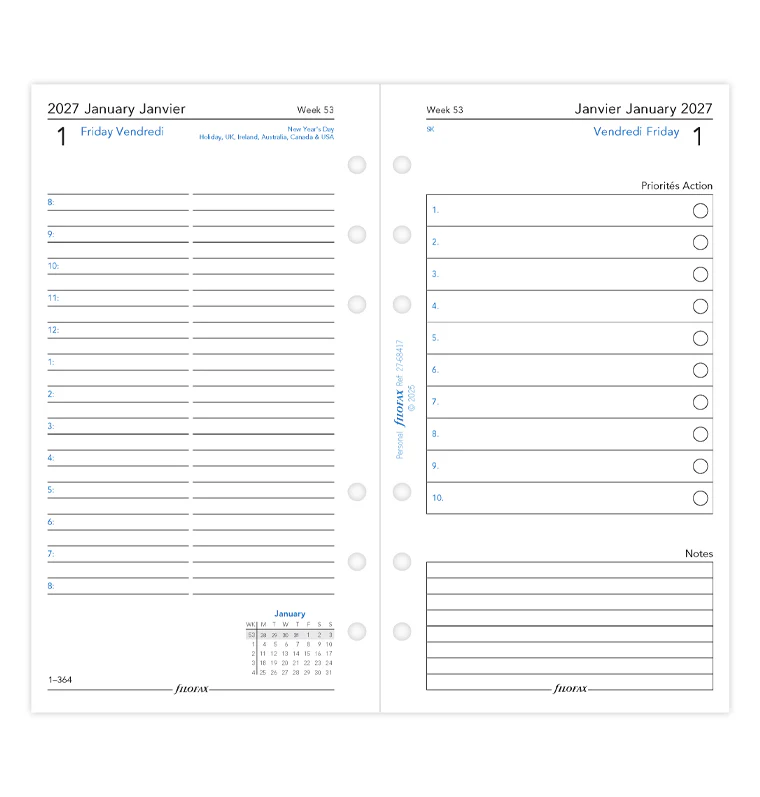 One Day on Two Pages Diary - Personal 2027 English/French - Image 4
