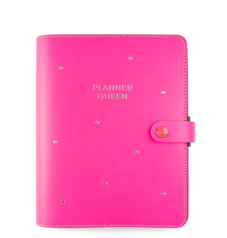 The Original A5 Leather Organizer Fluoro Pink - Planner Queen Edition