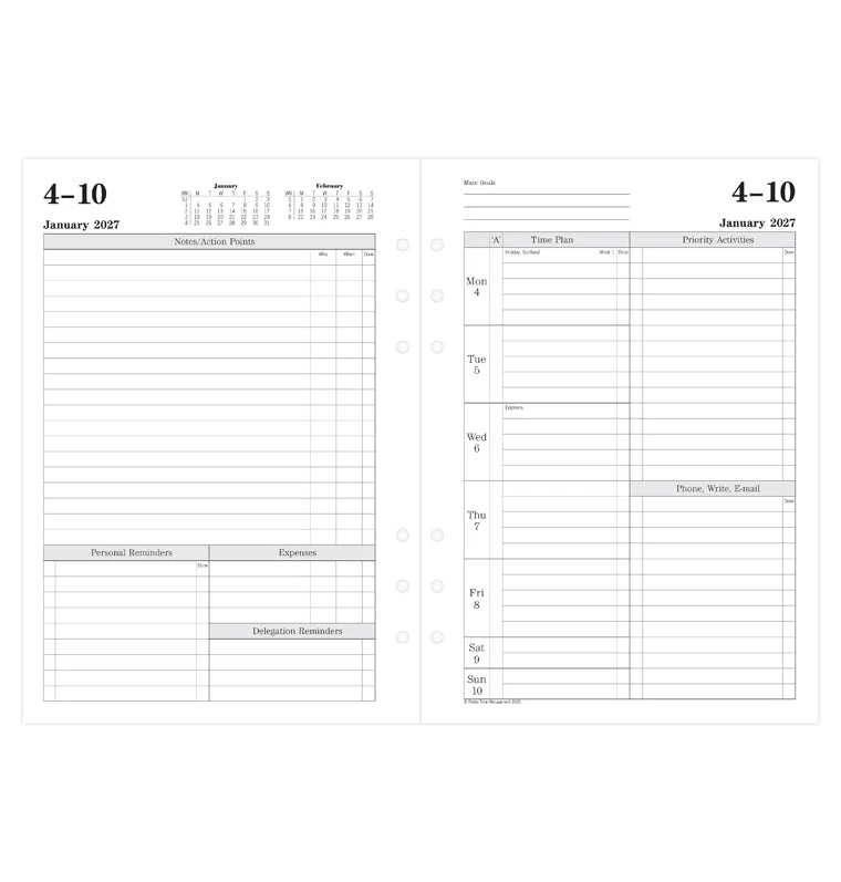 Time Management Week To View Diary - A5 2027 English - Image 4
