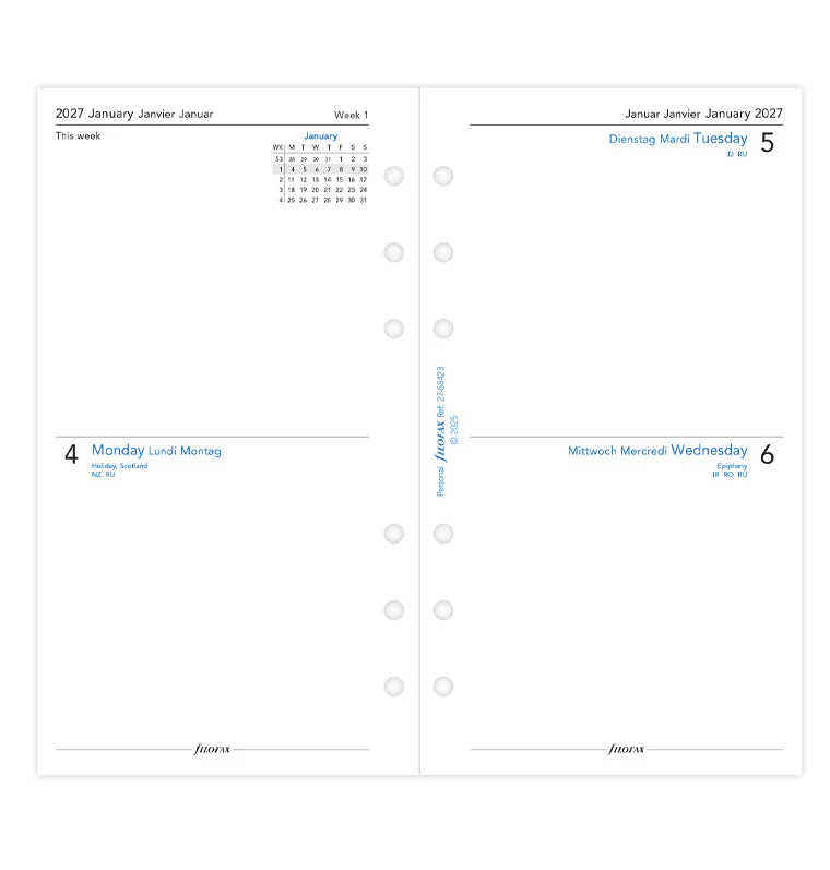 Two Days On One Page Diary - Personal 2027 English/French/German - Image 4