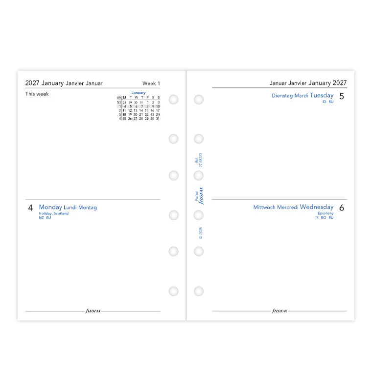 Two Days On One Page Diary - Pocket 2027 English/French/German - Image 4
