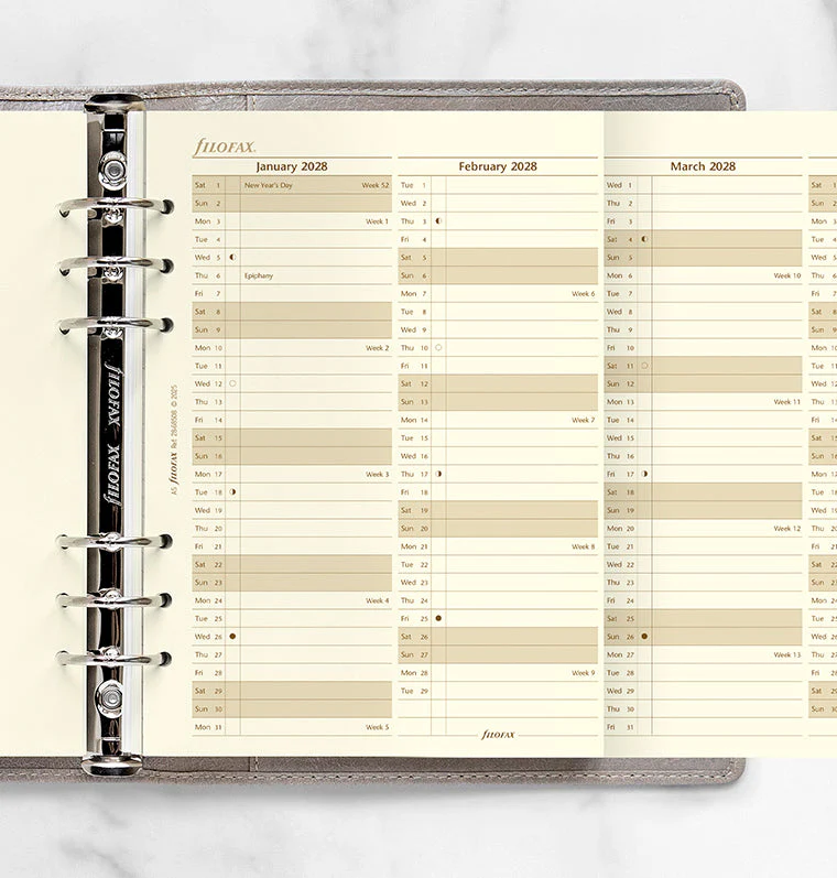 Vertical Year Planner - A5 Cotton Cream 2028 English - Image 2