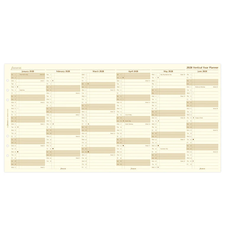 Vertical Year Planner - A5 Cotton Cream 2028 English - Image 4