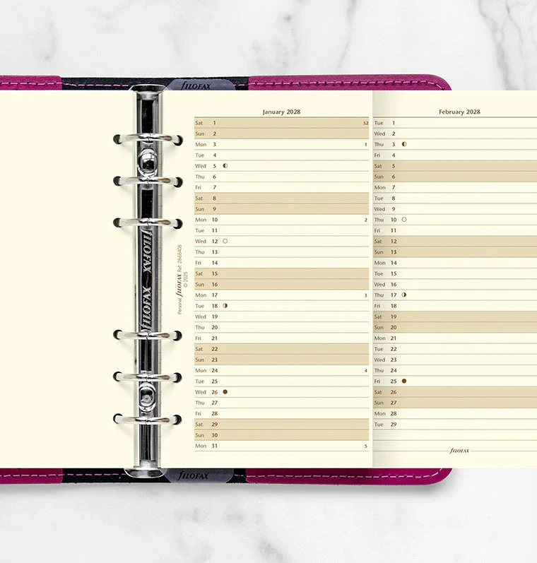 Vertical Year Planner - Personal Cotton Cream 2028 English - Image 2