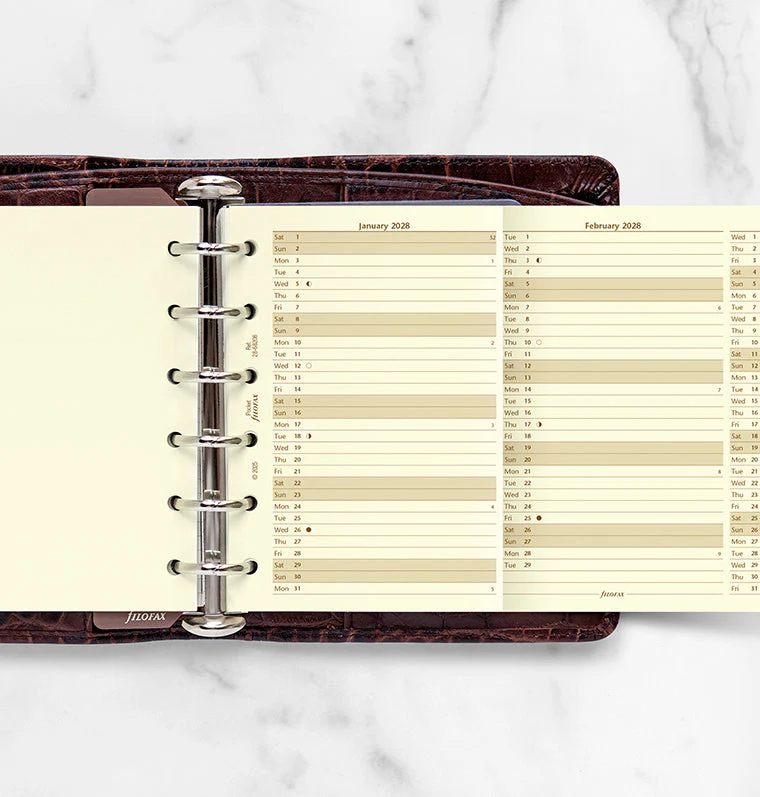 Vertical Year Planner - Pocket Cotton Cream 2028 English - Image 2