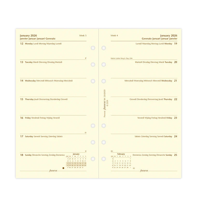 Week On One Page Diary - Personal Cotton Cream 2026 Multilanguage - Image 4