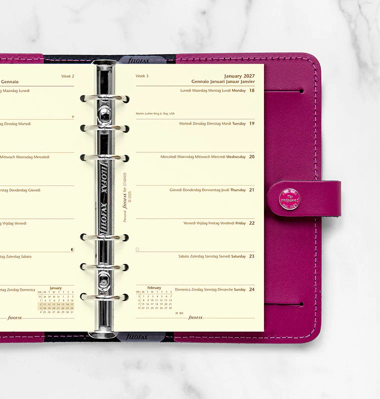 Week On One Page Diary - Personal Cotton Cream 2027 Multilanguage - Image 2