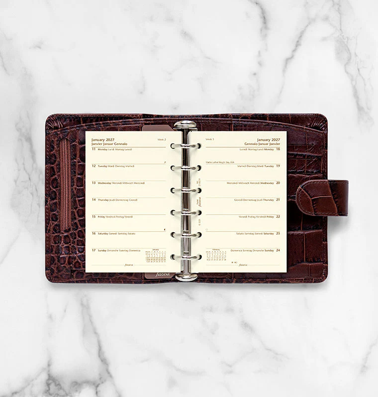 Week On One Page Diary - Pocket Cotton Cream 2027 Multilanguage - Image 3