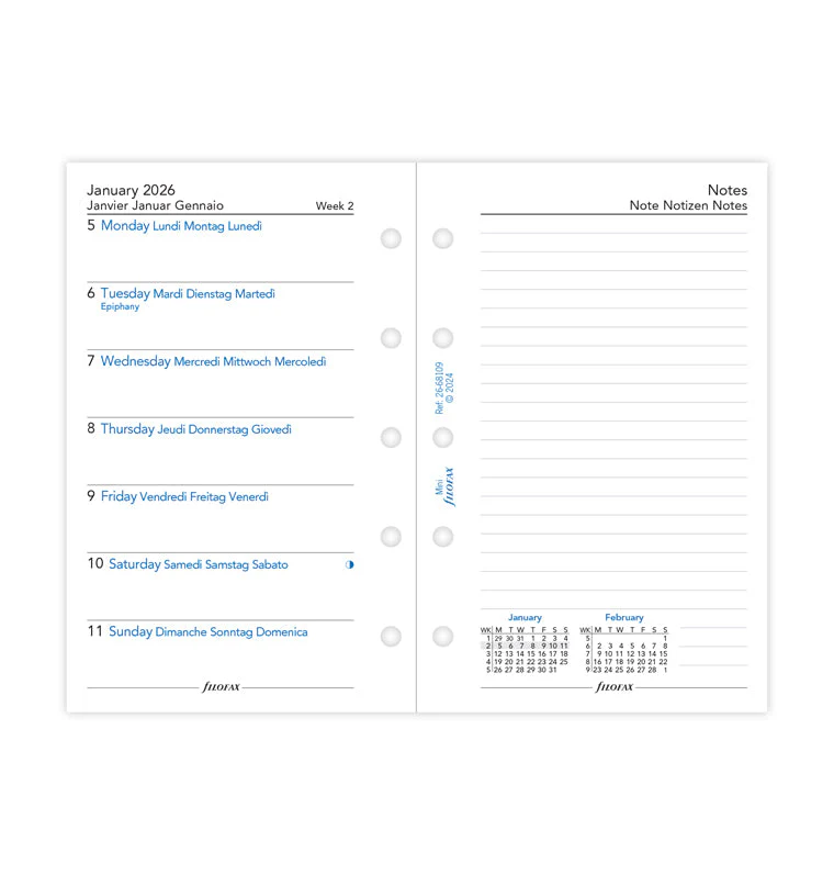 Week On One Page Diary with Notes - Mini 2026 Multilanguage - Image 4