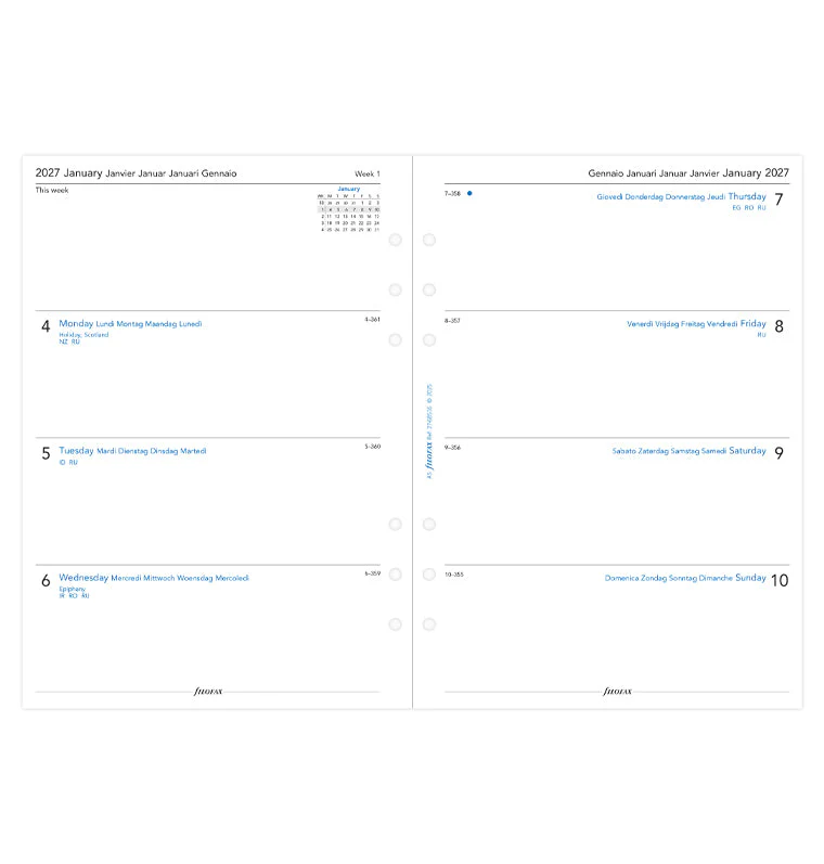 Week On Two Pages Diary - A5 2027 Multilanguage - Image 4