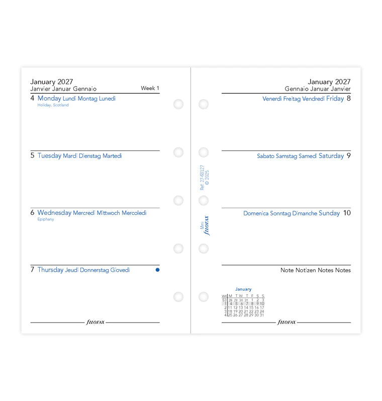 Week On Two Pages Diary - Mini 2027 Multilanguage - Image 4