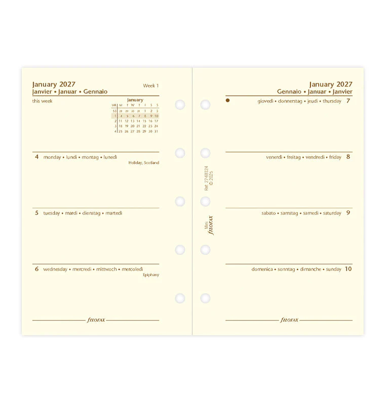 Week On Two Pages Diary - Mini Cotton Cream 2027 Multilanguage - Image 4