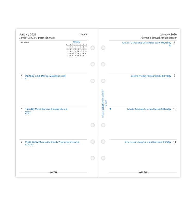 Week On Two Pages Diary - Personal 2026 Multilanguage - Image 4