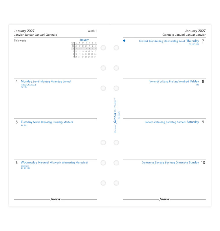 Week On Two Pages Diary - Personal 2027 Multilanguage - Image 4
