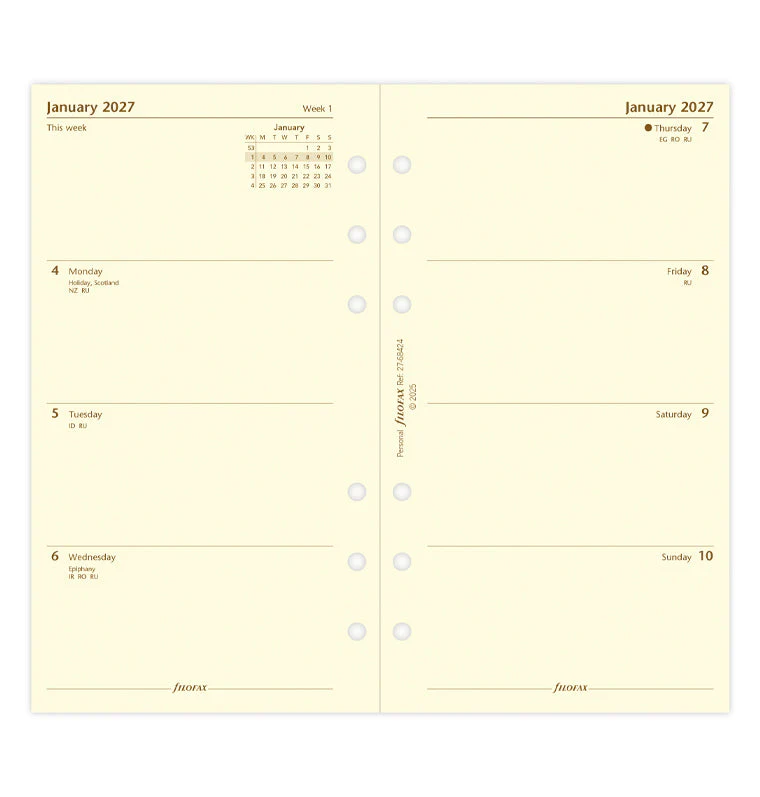 Week On Two Pages Diary - Personal Cotton Cream 2027 English - Image 4