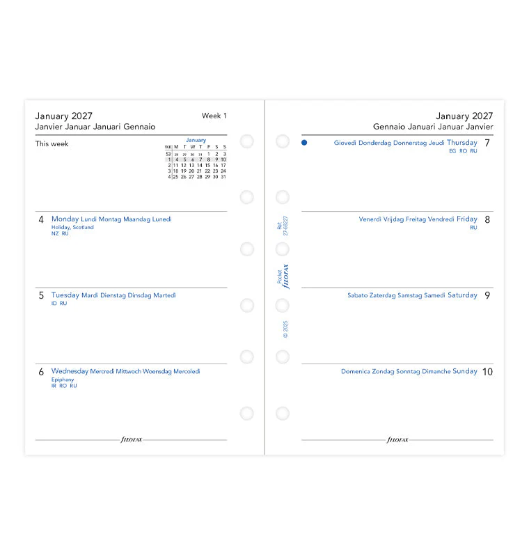 Week On Two Pages Diary - Pocket 2027 Multilanguage - Image 4