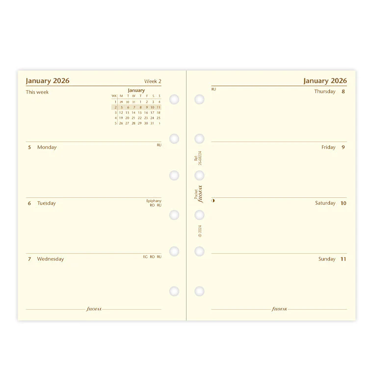 Week On Two Pages Diary - Pocket Cotton Cream 2026 English - Image 4