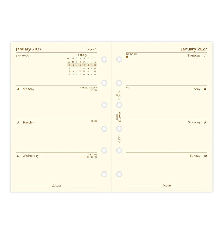 Week On Two Pages Diary - Pocket Cotton Cream 2027 English - Image 4