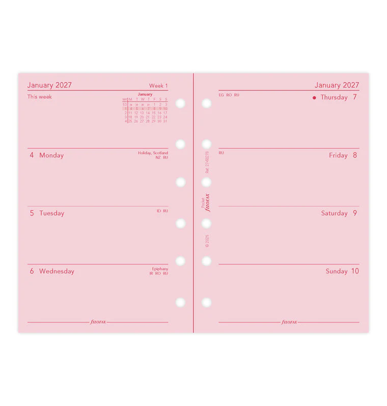 Week On Two Pages Diary - Pocket Pink 2027 English - Image 4