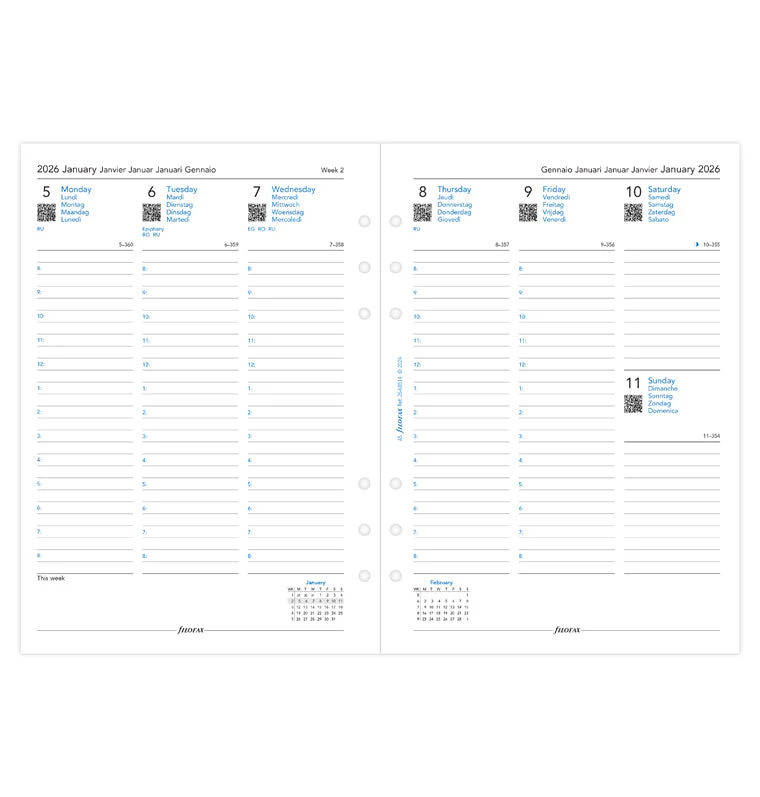 Week On Two Pages Diary With Appointments - A5 2026 Multilanguage - Image 4