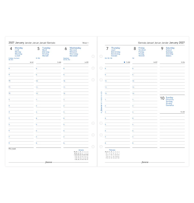 Week On Two Pages Diary With Appointments - A5 2027 Multilanguage - Image 4