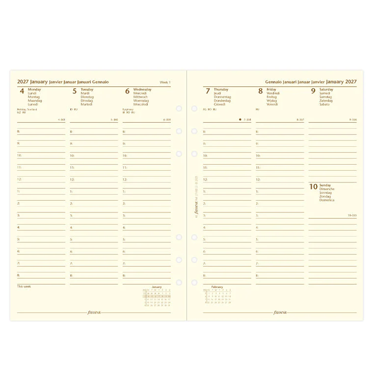 Week On Two Pages Diary With Appointments - A5 Cotton Cream 2027 Multilanguage - Image 4