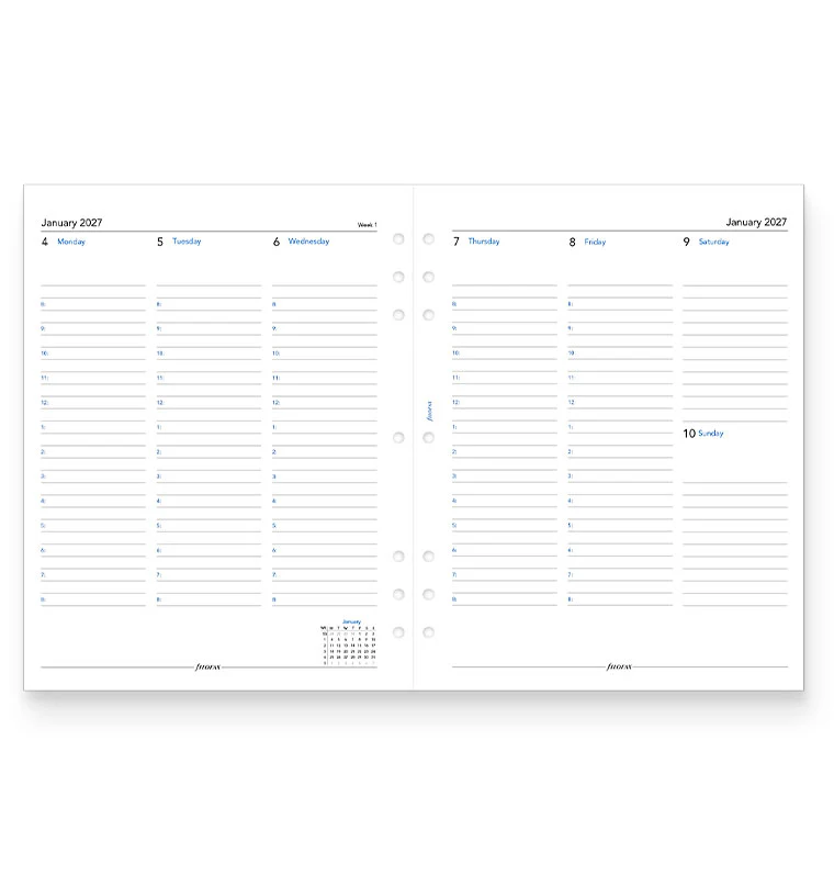 Week On Two Pages Diary With Appointments - Letter 2027 English - Image 4