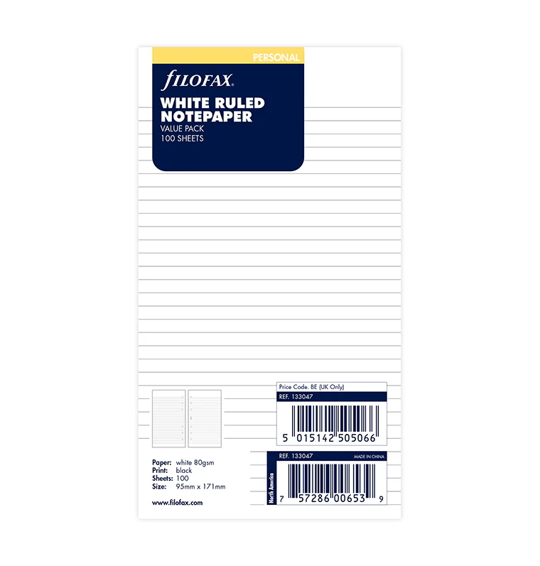 White Ruled Notepaper Value Pack - Personal